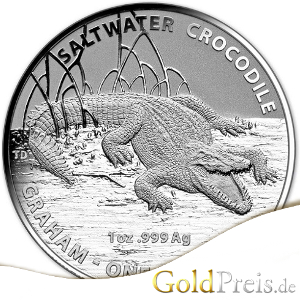 Australian Saltwater Crocodile Silbermünze