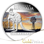 Silbermünze Discover Australia, Motiv Red Kangaroo