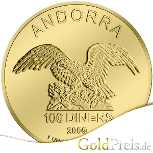 Andorra Eagle Goldmünze Avers