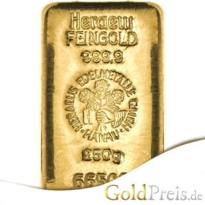 Goldbarren von Heraeus 250 g