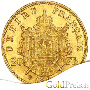 20 Francs Goldmünze Napoleon III. Wertseite