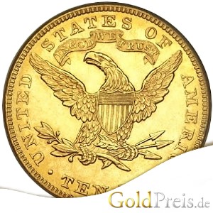 Liberty Head Goldmünze, Rückseite