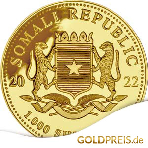 Somalia Leopard Goldmünze Avers