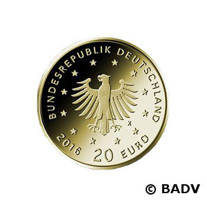 20-Euro-Goldmünze Nachtigall 2016 Rückseite