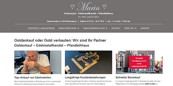 Marin Edelmetallhandel Screenshot
