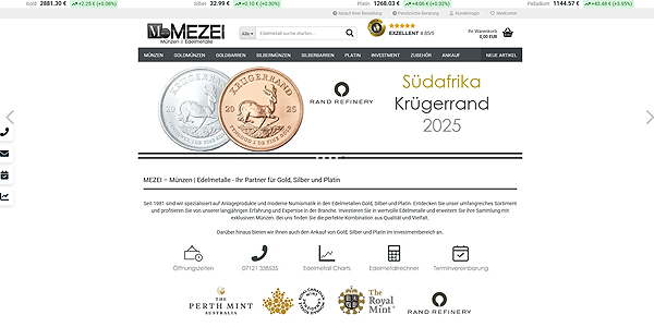 MEZEI – Münzen | Edelmetalle Screenshot